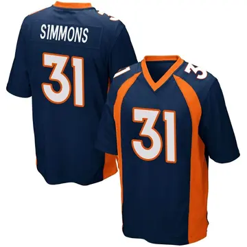 Nike Justin Simmons Men's Game Denver Broncos Navy Blue Alternate Jersey