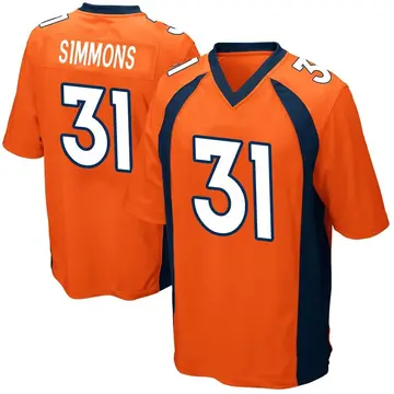 Nike Justin Simmons Men's Game Denver Broncos Orange Team Color Jersey
