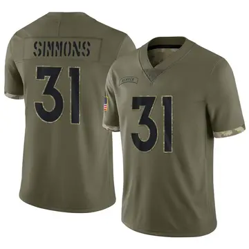 Nike Justin Simmons Men's Limited Denver Broncos Olive 2022 Salute To Service Jersey