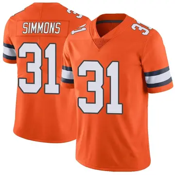 Nike Justin Simmons Men's Limited Denver Broncos Orange Color Rush Vapor Untouchable Jersey