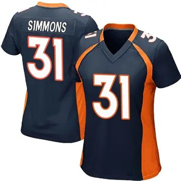 Nike Justin Simmons Women's Game Denver Broncos Navy Blue Alternate Jersey