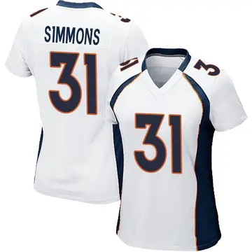 Nike Justin Simmons Women's Game Denver Broncos White Jersey