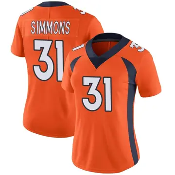 Nike Justin Simmons Women's Limited Denver Broncos Orange Team Color Vapor Untouchable Jersey