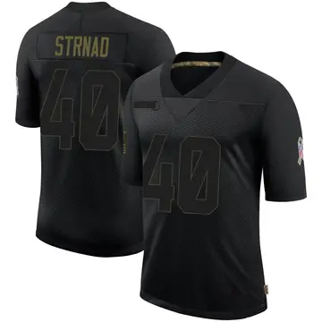 Nike Justin Strnad Men's Limited Denver Broncos Black 2020 Salute To Service Jersey