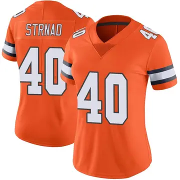 Nike Justin Strnad Women's Limited Denver Broncos Orange Color Rush Vapor Untouchable Jersey