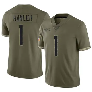 Nike KJ Hamler Men's Limited Denver Broncos Olive 2022 Salute To Service Jersey