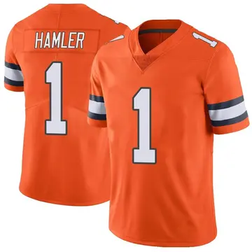 Nike KJ Hamler Men's Limited Denver Broncos Orange Color Rush Vapor Untouchable Jersey