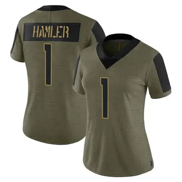 Nike KJ Hamler Women's Limited Denver Broncos Olive 2021 Salute To Service Jersey