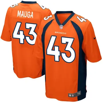 Nike Kana'i Mauga Men's Game Denver Broncos Orange Team Color Jersey
