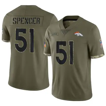 Nike Marquiss Spencer Youth Limited Denver Broncos Olive 2022 Salute To Service Jersey