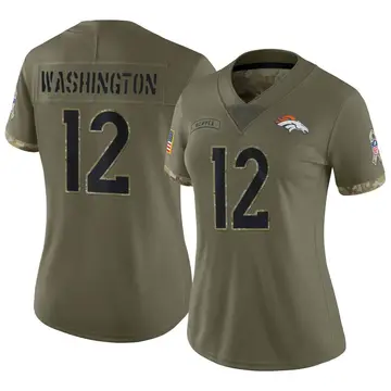 Nike Montrell Washington Women's Limited Denver Broncos Olive 2022 Salute To Service Jersey