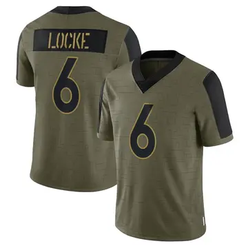 Nike P.J. Locke Men's Limited Denver Broncos Olive 2021 Salute To Service Jersey