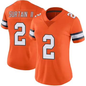 Nike Pat Surtain II Women's Limited Denver Broncos Orange Color Rush Vapor Untouchable Jersey
