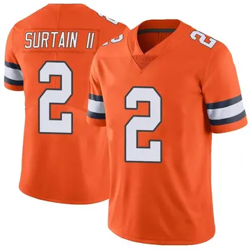 Nike Pat Surtain II Youth Limited Denver Broncos Orange Color Rush Vapor Untouchable Jersey
