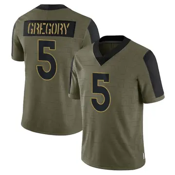 Nike Randy Gregory Men's Limited Denver Broncos Olive 2021 Salute To Service Jersey