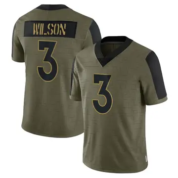 Nike Russell Wilson Men's Limited Denver Broncos Olive 2021 Salute To Service Jersey