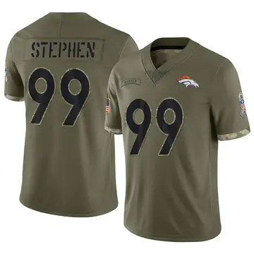 Nike Shamar Stephen Men's Limited Denver Broncos Olive 2022 Salute To Service Jersey