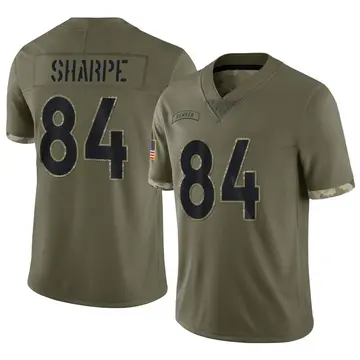 Nike Shannon Sharpe Men's Limited Denver Broncos Olive 2022 Salute To Service Jersey