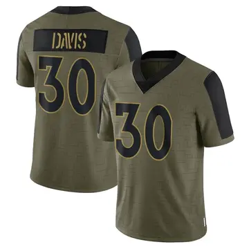 Nike Terrell Davis Men's Limited Denver Broncos Olive 2021 Salute To Service Jersey