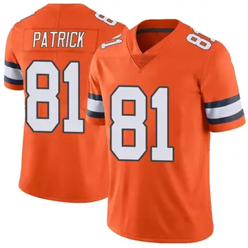 Nike Tim Patrick Men's Limited Denver Broncos Orange Color Rush Vapor Untouchable Jersey