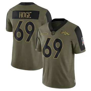Nike Tristen Hoge Men's Limited Denver Broncos Olive 2021 Salute To Service Jersey