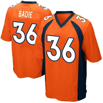 Nike Tyler Badie Men's Game Denver Broncos Orange Team Color Jersey