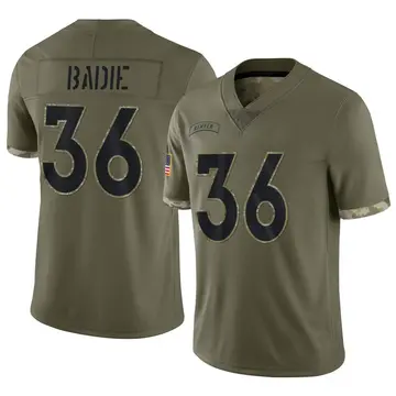Nike Tyler Badie Men's Limited Denver Broncos Olive 2022 Salute To Service Jersey