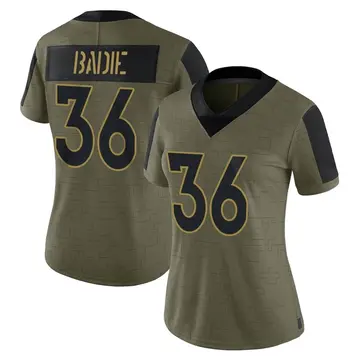 Nike Tyler Badie Women's Limited Denver Broncos Olive 2021 Salute To Service Jersey