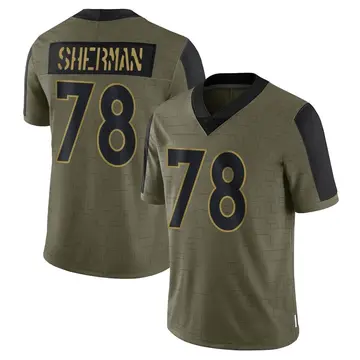 Nike Will Sherman Men's Limited Denver Broncos Olive 2021 Salute To Service Jersey